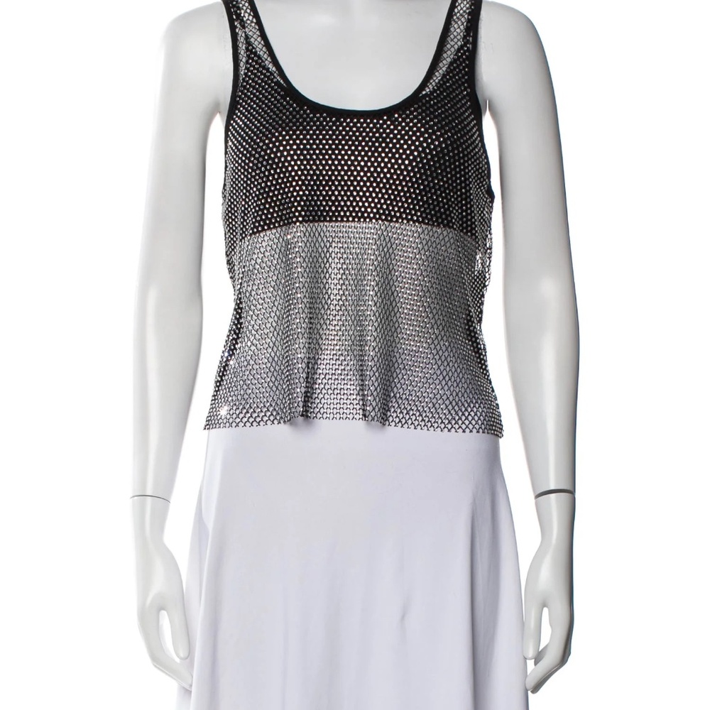 MAJE Cropped Crystal-Embellished Mesh Top sz2 RP: 380 USD